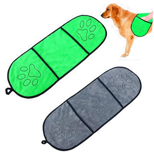 Hesheng Dog Towel, 2Pack Ultra Absorbent Soft Towels Quick Dry Super Shammy Towel with Hand Pockets Washable Bath Pet Cat Bath Towel