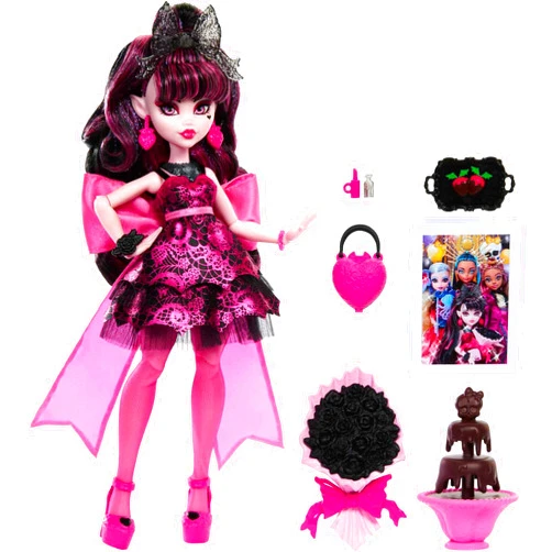 Monster High Monster Ball Doll, Draculaura in Party Dress with Themed Accessories Including Chocolate Fountain