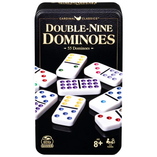 Spin Master Games, Cardinal Classics Double Nine Dominoes Set in Storage Tin, Dominoes for Kids, Classic Game, Dominoes for Adults & Kids Ages 8+