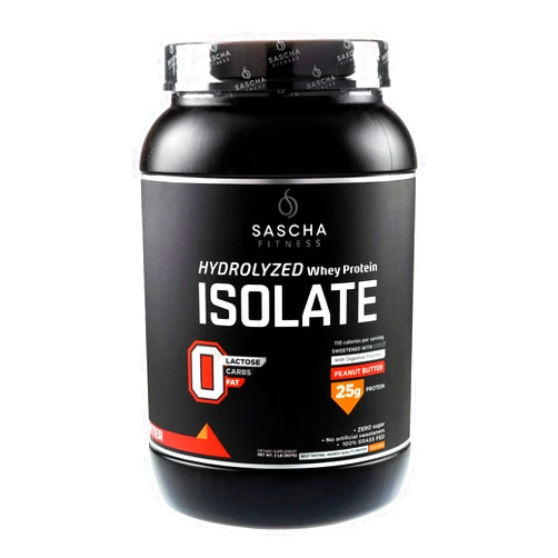 Sascha Fitness Hydrolyzed Whey Protein Isolate,100% Grass-Fed (2 Pounds, Peanut Butter)