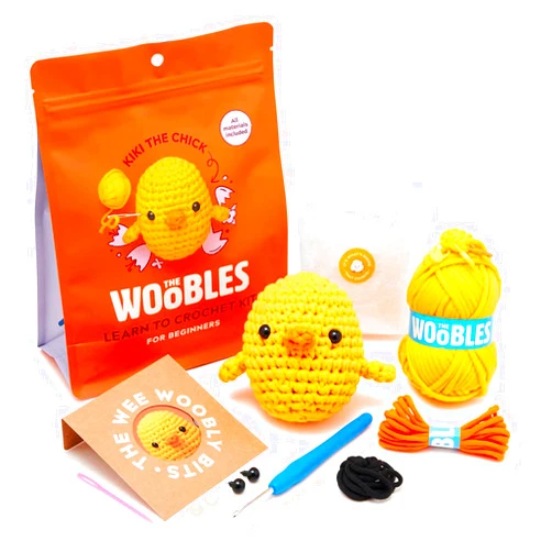 The Woobles Beginners Crochet Kit with Easy Peasy Yarn as seen on Shark Tank - with Step-by-Step Video Tutorials - Kiki The Chick