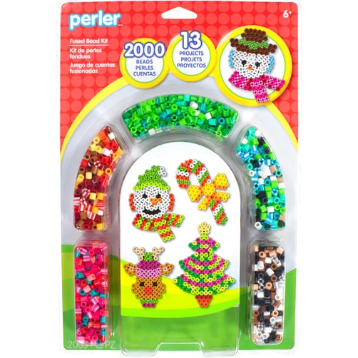Perler Christmas Fuse Bead Craft Kit with 13 Patterns, Multicolor, Small, 2005 Piece