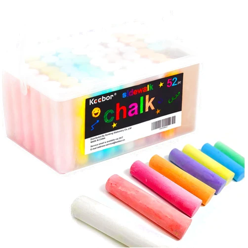 Keebor Washable Sidewalk Chalk, 54 Pcs 8 Colors Jumbo Chalks Bulk, Non-Toxic Chalk for Kids Adults, Painting on Chalkboard, Blackboard, Playground, Outdoor Sidewalk