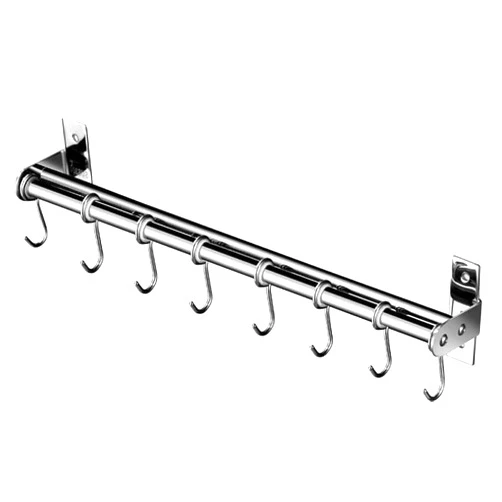 QHCS Bathroom Shelf Organizer Shelf Hook Kitchen Rail Pan Hanger Wall Mounted Pan Pot Rack Kitchen Utensils Cookware Rail Hanger Storage Holder Heavy Duty Kitchenware Lid Shelf Stainless Steel