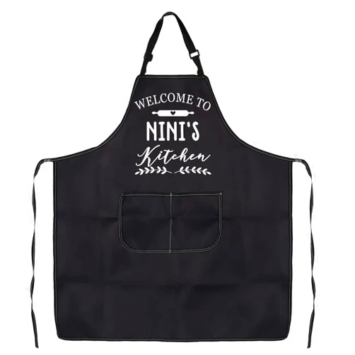 PXTIDY Welcome to Nini’s Kitchen Nini Grandma Gift Grandma Apron With Pocket Grandma Baking Cooking Apron