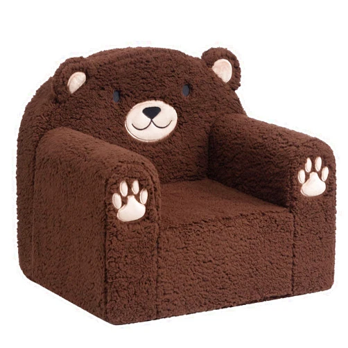 ALIMORDEN Toddler Couch Ultra-Soft Snuggle Chair, Comfy Sherpa Foam Filled Lovely Bear Sofa, Kids Cozy Corner Play Couch for Boys and Girls, Chocolate