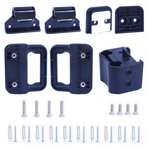 Borthmiu Retractable Baby Gate Replacement Parts Kit New Upgrade Retractable Dog Gate Replacement Hardware Mesh Pet Gate Full Set Wall Mounting Accessories with Brackets Latches Anchors and Screws, Black