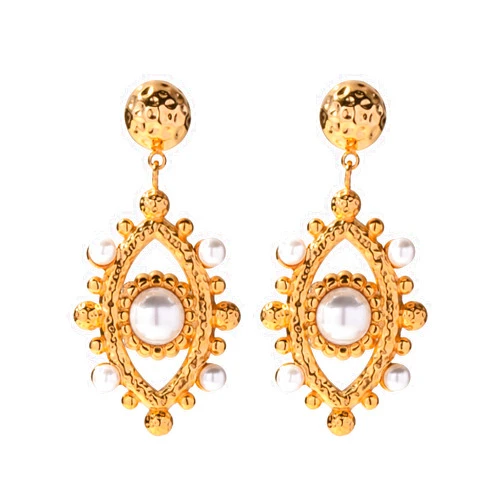 IBARA Dangle Earrings for Women Gold Evil Eye Earrings Drop Turquoise Tiger Eye Pearl Earrings 18K Gold Plated Filled Boho Beach Delicate Simple Hypoallergenic Ear Evil Eye Jewelry Gift