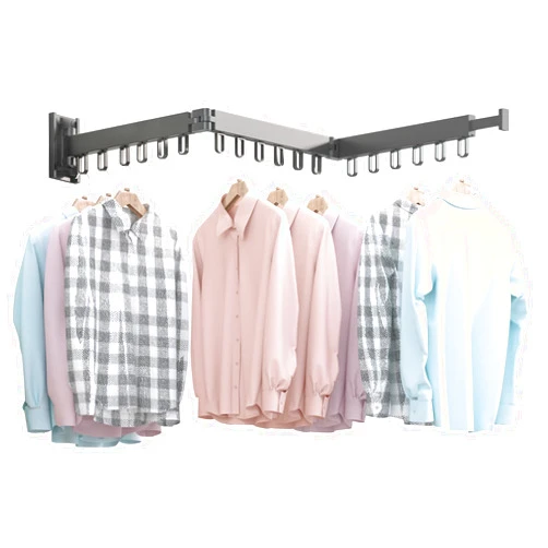 BOQORAD Clothes Drying Rack,Wall Mounted Space-Saver,Retractable,Collapsible, Strong Load-Bearing,ing Rack Clothing,Laundry Drying Rack（Windproof Ring, Three Pole）