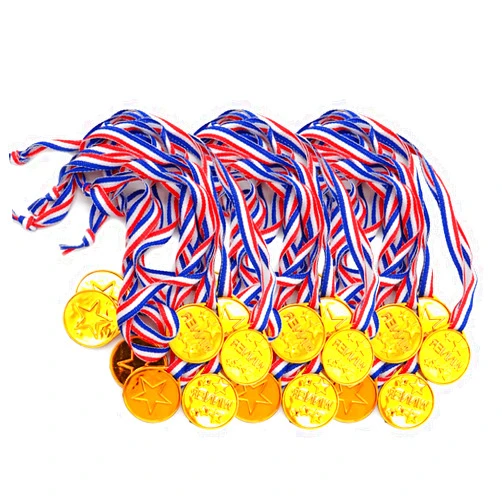 KISEER 40 Pieces Plastic Gold Winner Award Medals Bulk for Sports, Games Competitions, Party Favors and Decorations