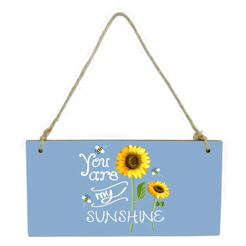 Chic D Welcome Wood Signs for Porch, Vintage Sunflower Blue Custom Wooden Signs, Farmhouse Bees Country Personalized Wooden Plaque Crafts Sign Wall Pediments Decoration, 8x4in(20x10cm)