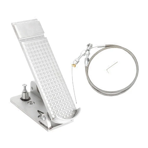 WIKIBB Universal Aluminum Throttle Gas Pedal Assembly with Silver Heavy Duty Cable for Custom Cars, Street Rods & Off-Road Vehicles (2.5x6 Inch)