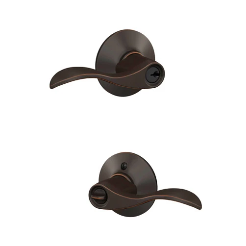 Schlage F51A ACC 716 Accent Door Lever, Keyed Entry Lock, Aged Bronze
