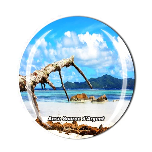 Timefly ANSE Source d'Argent Seychelles Fridge Magnet Crystal Tourist Souvenir Gift Collection Refrigerator Magnetic Sticker