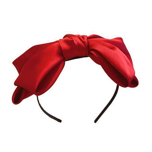 AIUPUOC Red Big Hair Bow Headband - Elegant Silky Fabric Knot Ribbon Hairbands for Girls' Hairstyles and Hair Decorations, 1Pcs