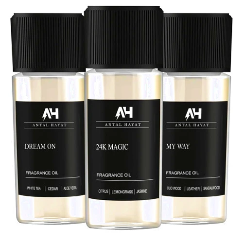 ANTAL HAYAT Diffuser Essential Oils Set - Antal Hayat Sandalwood Diffuser Oil - 5 Star Hotel Inspired Scents - Home Luxury Scents, Pack of 3 x 20ml Bottles (0.67, My Way, 24K Magic, Dream on)