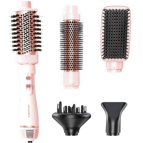 Wavytalk Blow Dryer Brush Set, Wavytalk Air Sculpt 5-in-1 Hot Air Brush Set, Multi Hair Styler for Salon Blowouts, Smooth Curls, Volumizing and Straightening, Sleek and Less Frizz, Pink