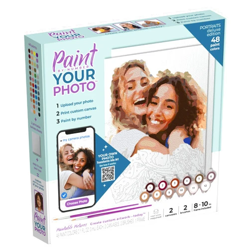 Paintable Pictures | Paint Your Photo by Number: Portraits Deluxe Edition | Customizable Kit | Printable Canvas | Custom Paint by Number Technology