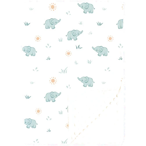 Konssy Baby Blankets for Unisex Boys Girls, Super Soft Nursery Minky Blankets with Muslin Cotton Front and Dotted Fleece Backing, Printed Bed Throws Newborn