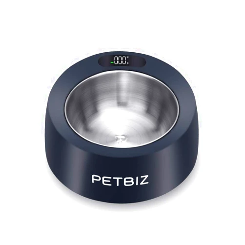 PETBIZ Smart Bowl for Pets, Stainless Pet Bowl with Built-in Digital Scale, Feeding Suggestion (Jet Black)