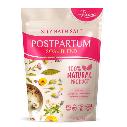 FIVONA Postpartum Soak Blend - Epsom Salt with Essential Oils Blend for Sitz Bath Soaking, Perineal Care, Fast Postpartum Recovery & Hemorrhoid Treatment, Essential Mix for New Mom