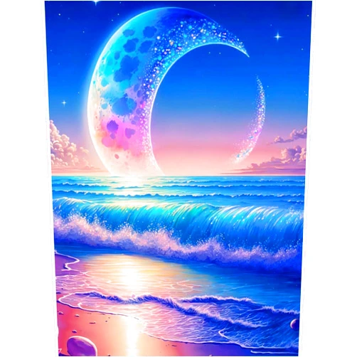 Huacan Diamond Art Kits for Adults Moon Beach Landscape Diamond Painting Artcraft 5D DIY Round AB Drills Handmade for Beginner Crystal Aurora Diamond Mosaic Gem Dots Gift Home Decor 11.81*15.74 inch