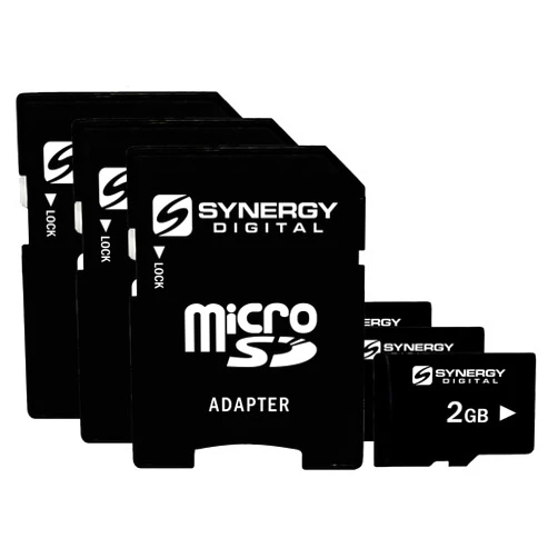 Synergy Digital 2GB Micro SD Secure Digital Memory Cards, Compatible with ZTE Avail Cell Phone - Pack of 3