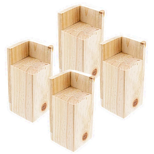 LC LICTOP Solid Pine Wood Bed Frame Riser, 4 Inch Rising Height, Heavy Duty 4 Corner L Shape Furniture Lifter for Under Bed Storage Desk Sofa Chair, Support 880 lbs, 4Pcs