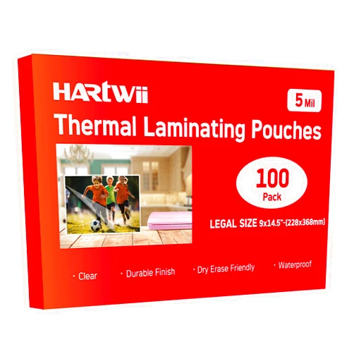 HARTWII 100Pack Legal Size Laminating Sheets 9x14.5inches Thermal Laminating Pouches for Extra Protection 5 Mil Clear Laminator Sheet