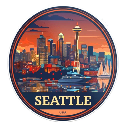 Generic United States Seattle City Sticker - Waterproof Vinyl Decal for Car Bumper, Laptop, Water Bottle, Luggage, Wall, and Window, Size - 3'' X 3''