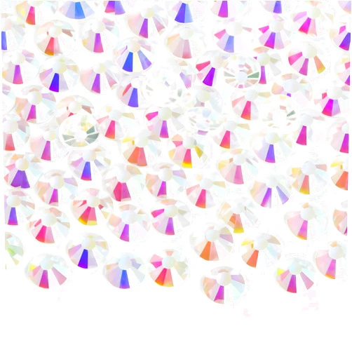 Jollin Glue Fix Flatback Rhinestones Glass Diamantes Gems for Nail Art Crafts Decorations Clothes Shoes(ss16 1440pcs,Transparent AB)