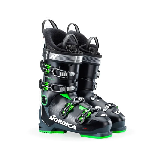 Nordica Men's Speedmachine 90 Durable Warm Insulated Water-Resistant High-Performance All-Mountain Touring Ski Boots, Black/Anthracite/Green, 30.5
