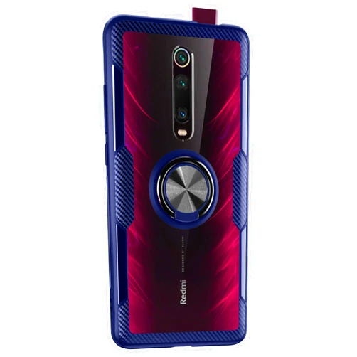 SORAKA Clear Case for Xiaomi Mi 9T/Mi 9T Pro with 360 Degree Rotation Ring Holder Slim Fit Case Transparent Acrylic Cover Silicone Bumper,with Metal Plate for Magnetic Car Phone Holder