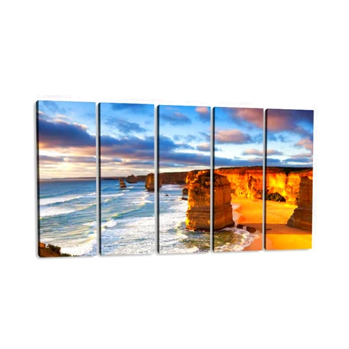 UVRKQYOSGKB Large Canvas Print 5 Panels Art Wall Paintings Twelve Apostles Australia Stretched Framed Wall Poster Picture on Canvas Home Decor - 60x32 Inch Total