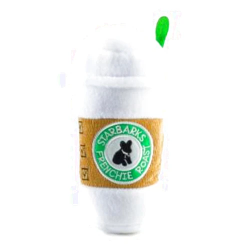 Haute Diggity Dog Starbarks Coffee Cup, Plush Designer Dog Toys with Interactive Squeaker, Stimulating Pet Enrichment, Machine-Washable & Safe Materials for All Breeds, Size Medium