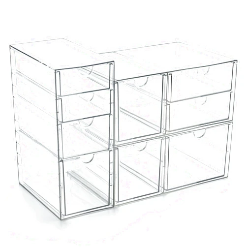 Prsildan Acrylic Drawer Makeup Organizer with 9 Drawers, Set of 3 Office Desk Organizers Accessories, Clear Stackable Storage Drawers for Vanity, Countertop, Craft, Jewelry, Art Supply Organization