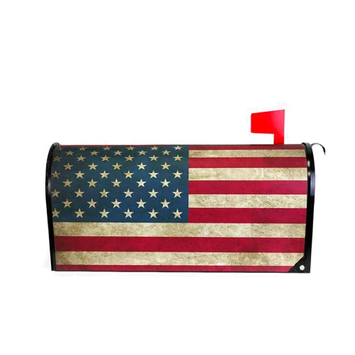 Wamika July 4Th Independence Day USA American Flag Welcome Magnetic Mailbox Post Box Cover Wraps Standard Size 20.8(L) x 18(W) Makover MailWrap Garden Home Decor