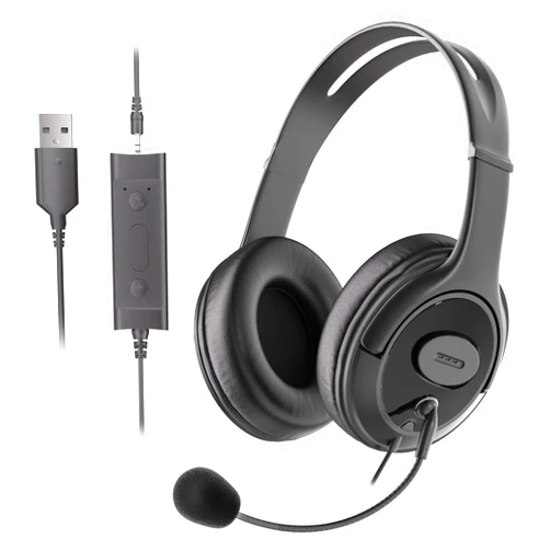 WEINYWCN 108DU Wired Computer Headset with Microphone, USB+3.5mm Port for PC/Laptop/Tablet/iOS/Andriod, USB Headset with Microphone Noise Cancelling for Work and Home.