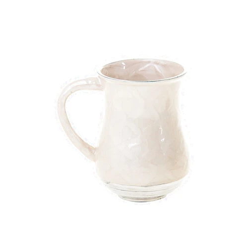 GIFTS PLAZA (D) Judaica Enamel Wash Cup Negel Vasser Cup 6'' H (White)
