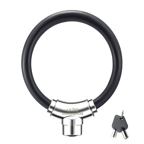 ROCKBROS Anti-Theft Bike Cable Lock, Black, Portable, Key Lock, Rustproof