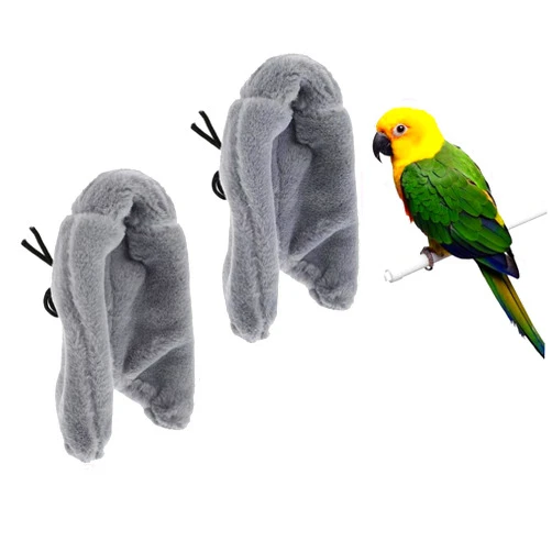 ISMARTEN 2 Pieces Comfort Corner Fleece Bird Blanket, Cuddle Nest Hanging Toy for Bird Cage, Warm Bird Shelter Bed for Small and Medium Parrots, Cockatiel Pigeon and Lovebirds (M)
