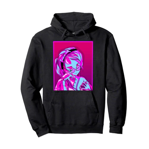 Anime Fans Bekleidungsclub 80s Vaporware Background Kawaii Anime Girl Costume Gift Pullover Hoodie