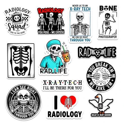 Vybonz 12 Pcs Radiology Stickers Pack – Gift for Radiologic Technologists, X-Ray Techs, Medical Professionals, Parents, Friends, Workers – Ideal for Laptops, Water Bottles, Clipboards, Tumblers, Journals 3