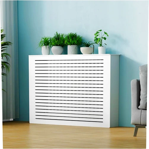 Usknxiu MDF Radiator Cover for Home White Louvered Grill Radiator Shelf Cabinet, Wood Heating Radiators Cover Living Room Heating Decorative Hide Cluttered Pipes,28