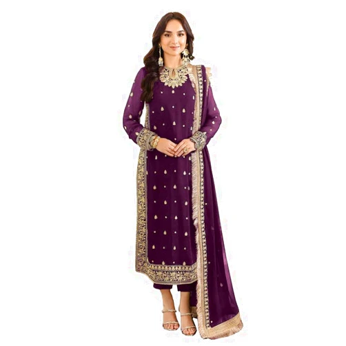 GRC Women's Straight Salwar Kameez Georgette With Embroidery Traditional Indian Pakistani Ready To Wear Dress