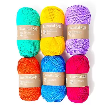Magenta textiles - Essential Soft Yarn Pack | 6 skeins Worsted weigth of Acrylic Yarn for Knitting and Crocheting | 100g per Skein (3.5 oz) | Lenght 200m (219 Yards) per Skein | (Spring)
