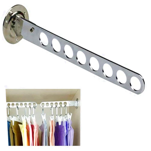 HAO-1 Folding Wall Mount Clothes Hanger Rack Wall Clothes Hanger Stainless Steel Clothes Hooks with Swing Arm Holder Closet Organizers and Storage,Wardrobe Organizer Wall Mounted Clothes Bar