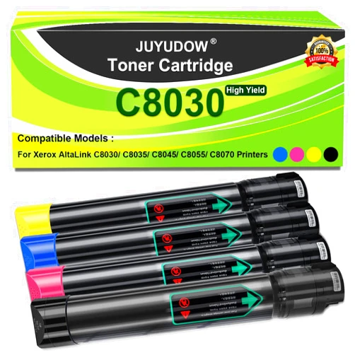Juyudow C8030 Toner Cartridge Replacement for Xerox AltaLink C8030 C8035 C8045 C8055 C8070 Toner Compatible 006R01697 006R01698 006R01699 006R01700 Toner Cartridge (4 Pack, Black Cyan Magenta Yellow)