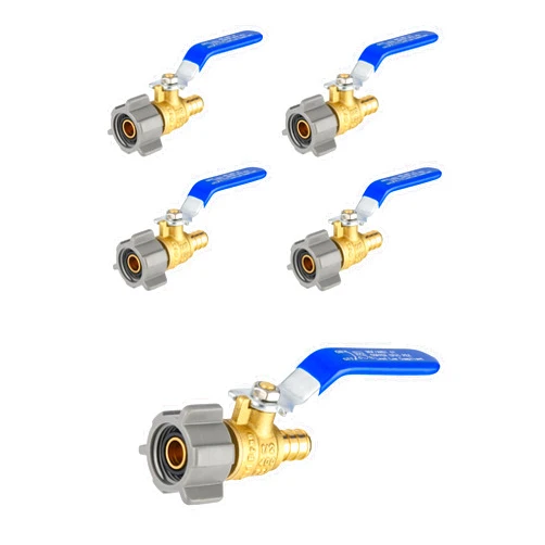 EFIELD (Pack of 5) EFIELD Pex Crimp1/2 Inch Pex X 1/2 Inch Female NPT Swivel Brass Ball Valve, AFTM1807,1/4 Turn