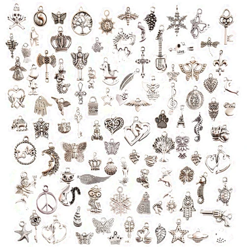 Keyzone Wholesale 100 Pieces Mixed Charms Pendants DIY for Jewelry Making and Crafting